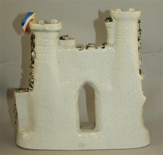 Three Staffordshire porcelaneous models of Crimean War Castles, c.1855, 20 - 24.5cm